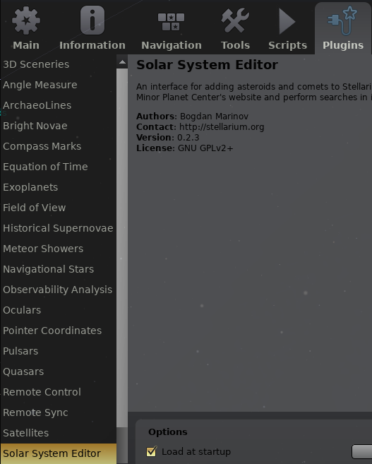 Stellarium - pluginy