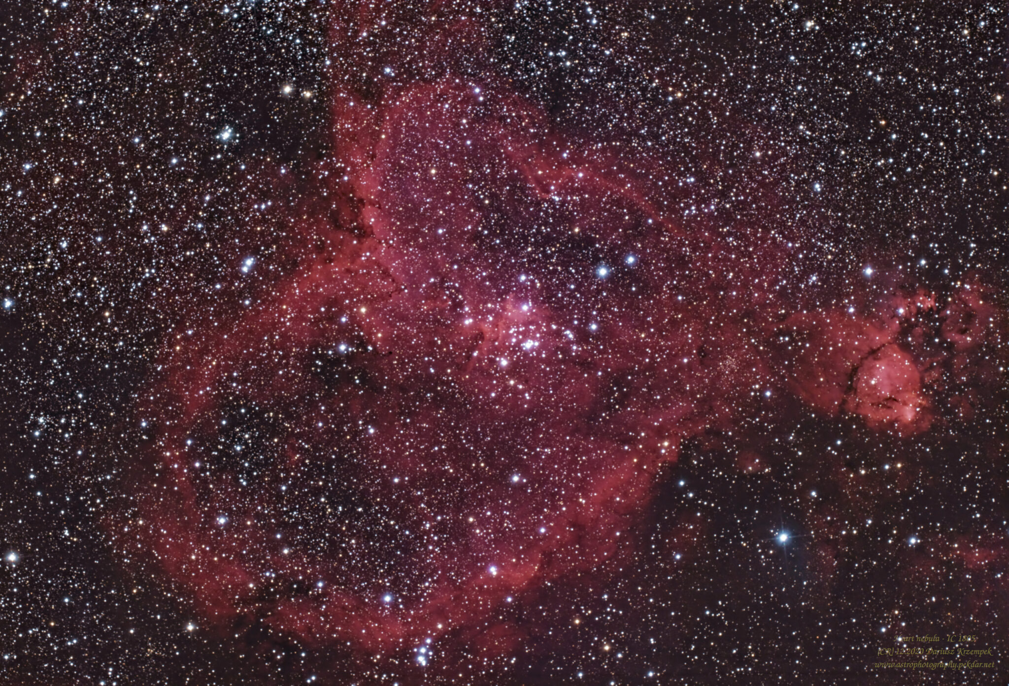 IC 1805 - Heart Nebula - less stars - displ. image