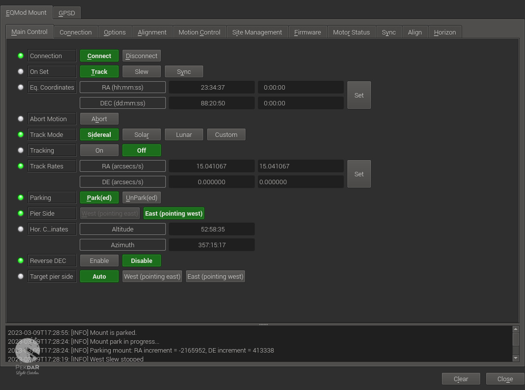 EQDIRect - EKOS - EQMod mount driver