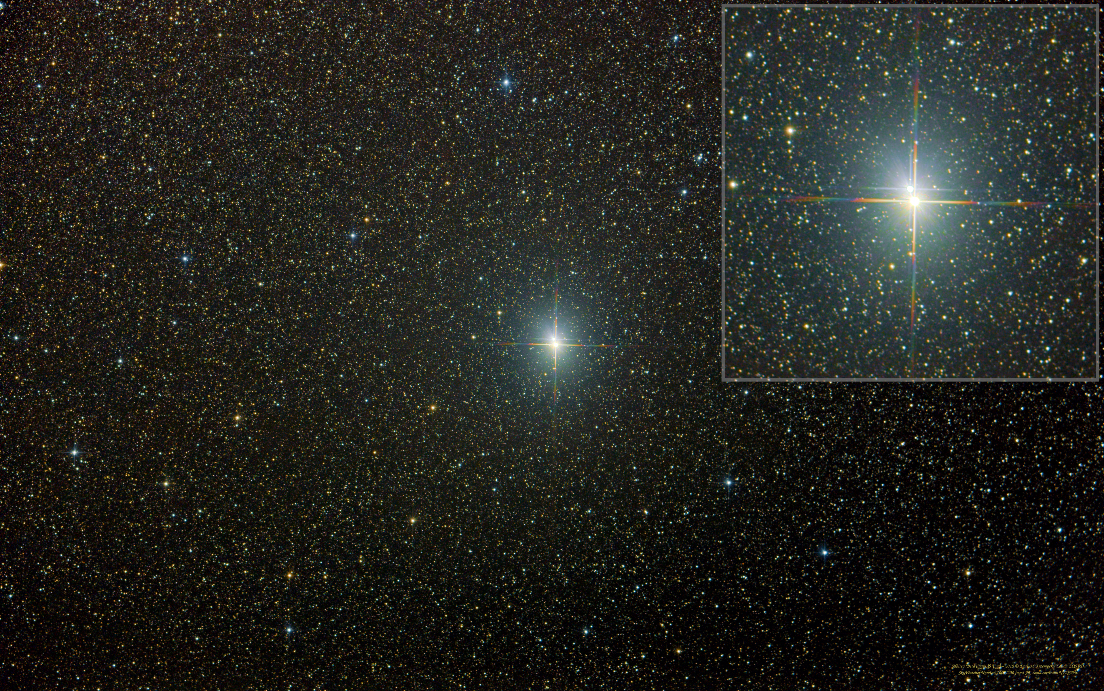 Albireo (Beta Cygni, β Cyg) with zoom