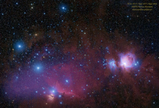Crop of M42, B33, NGC1977, NGC2024, M78